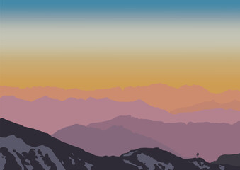 mountains landscape vector with a colorful tone in nature.