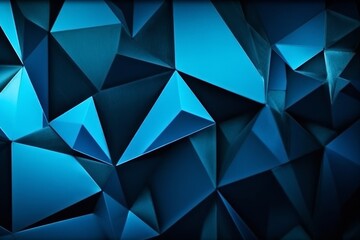 Blue abstract geometric background, triangles, 3d render, texture, modern, desktop wallpaper, powerpoint slides