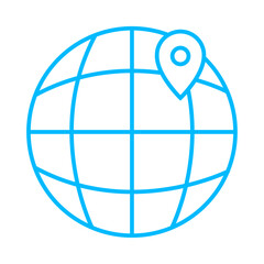 World service business people icon with blue outline style. job, resume, business, people, employment, manager, interview. Vector Illustration