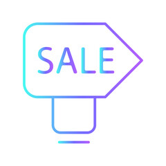 Sale sign business people icon with purple blue outline style. web, business, person, computer, technology, online, laptop. Vector Illustration