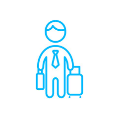 Business man business people icon with blue outline style. job, resume, business, people, employment, manager, interview. Vector Illustration