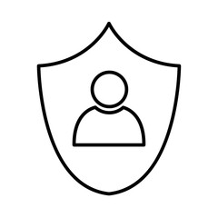 Security business people icon with black outline style. web, business, person, computer, technology, online, laptop. Vector Illustration