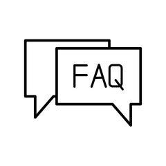 FAQ business people icon with black outline style. business, break, office, smiling, people, businesswoman, discussion. Vector Illustration