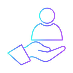 Customer care business people icon with purple blue outline style. job, business, employee, concept, people, hr, recruitment. Vector Illustration