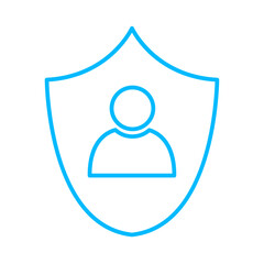 Security business people icon with blue outline style. web, business, person, computer, technology, online, laptop. Vector Illustration