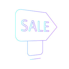 Sale sign report business people icon with purple blue outline style. business, break, office, smiling, people, businesswoman, discussion. Vector Illustration