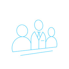 Business team business people icon with blue outline style. business, break, office, smiling, people, businesswoman, discussion. Vector Illustration