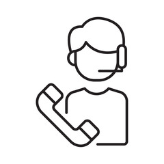 Customer service business people icon with black outline style. business, break, office, smiling, people, businesswoman, discussion. Vector Illustration