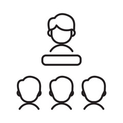 Conference business people icon with black outline style. web, business, person, computer, technology, online, laptop. Vector Illustration