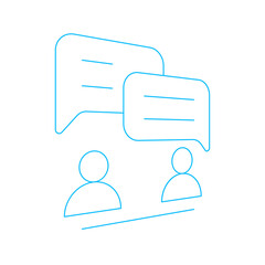 Conversation business people icon with blue outline style. business, break, office, smiling, people, businesswoman, discussion. Vector Illustration