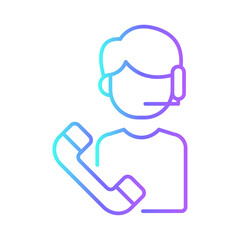 Customer service business people icon with purple blue outline style. business, break, office, smiling, people, businesswoman, discussion. Vector Illustration