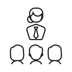 Leadership business people icon with black outline style. job, business, employee, concept, people, hr, recruitment. Vector Illustration