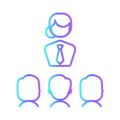 Leadership business people icon with purple blue outline style. job, business, employee, concept, people, hr, recruitment. Vector Illustration