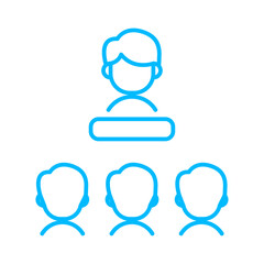 Conference business people icon with blue outline style. web, business, person, computer, technology, online, laptop. Vector Illustration