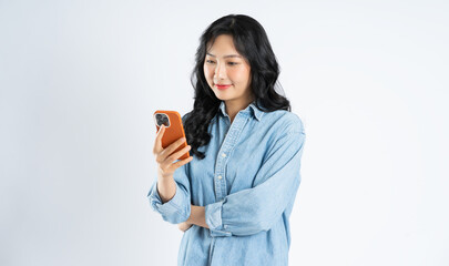 Fototapeta premium beautiful asian girl image on white background
