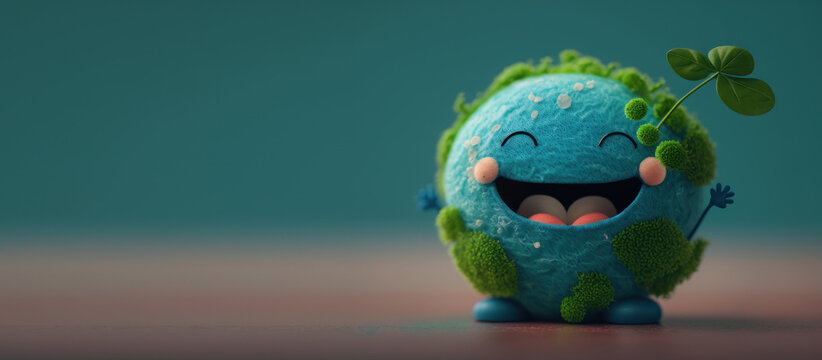 Joker Earth character laughting background, Happy Earth day, World laughter day. Generative ai
