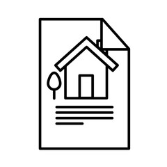 House data real estate icon with black outline style. home, furniture, house, estate, apartment, architecture, real. Vector Illustration. Vector Illustration