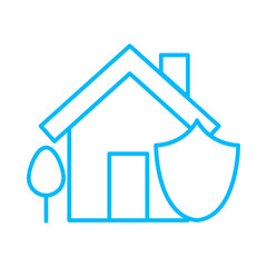Home secure real estate icon with blue outline style. home, building, house, property, real, business, estate. Vector Illustration. Vector Illustration