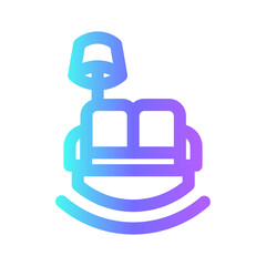 Interior real estate icon with purple blue outline style. property, house, home, price, business, investment, mortgage. Vector Illustration. Vector Illustration