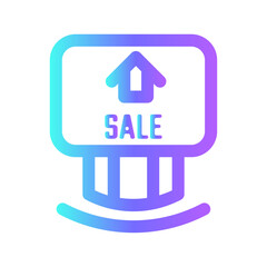Sale sign real estate icon with purple blue outline style. property, house, home, price, business, investment, mortgage. Vector Illustration. Vector Illustration