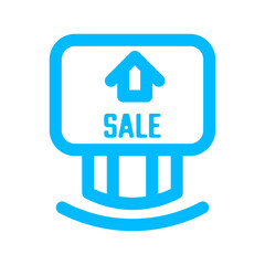 Sale sign real estate icon with blue outline style. property, house, home, price, business, investment, mortgage. Vector Illustration. Vector Illustration