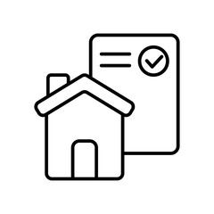 Document real estate icon with black outline style. home, furniture, house, estate, apartment, architecture, real. Vector Illustration. Vector Illustration