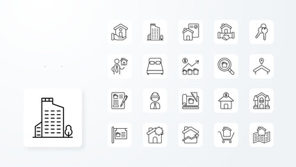 Real Estate icon collection with black outline style. icon collection with black outline style. YAY. Vector Illustration. Vector Illustration