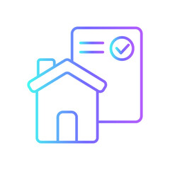 Document real estate icon with purple blue outline style. home, furniture, house, estate, apartment, architecture, real. Vector Illustration. Vector Illustration