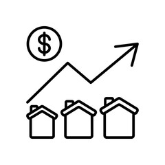 Real estate real estate icon with black outline style. home, building, house, property, real, business, estate. Vector Illustration. Vector Illustration