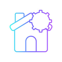 Management real estate icon with purple blue outline style. application, home, house, business, property, estate, sale, building. Vector Illustration. Vector Illustration
