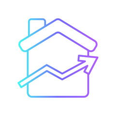 Real estate real estate icon with purple blue outline style. property, house, home, price, business, investment, mortgage. Vector Illustration. Vector Illustration