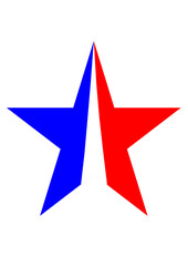 red, blue and white  star on white background