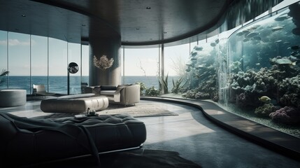 Experience Extravagance in an Otherworldly Underwater Abode with State-of-the-Art Features and Breathtaking Marine Life Views, Generative AI