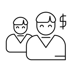 Client icon with black outline style. business, meeting, customer, people, businessman, success, agreement. Vector illustration