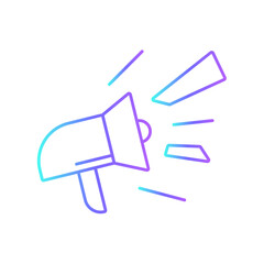 Campaign icon with purple blue outline style. media, business, communication, digital, marketing, social, strategy. Vector illustration