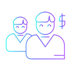 Client icon with purple blue outline style. business, meeting, customer, people, businessman, success, agreement. Vector illustration