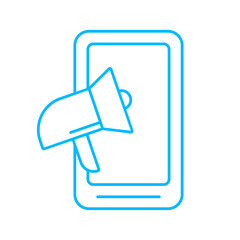 Social media marketing icon with blue outline style. business, network, web, internet, concept, technology, online, digital. Vector illustration