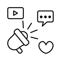 Fototapeta premium Digital marketing icon with black outline style. communication, media, technology, online, website, concept, strategy. Vector illustration