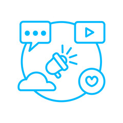 Digital icon with blue outline style. technology, network, concept, digital, data, business, background. Vector illustration