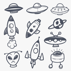 Hand Drawn Space Illustrations Sketch
