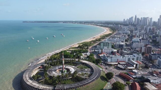 Cidade Litoral Jo&atilde;o Pessoa Para&iacute;ba Nordeste Brasil Praia Paisagem Tambau Hotel Arquitetura Mar Oceano A&eacute;reo Por do Sol Drone F&eacute;rias Turismo Tur&iacute;stico Ver&atilde;o Paradis&iacute;aco Cidade Urbano Azul Verde