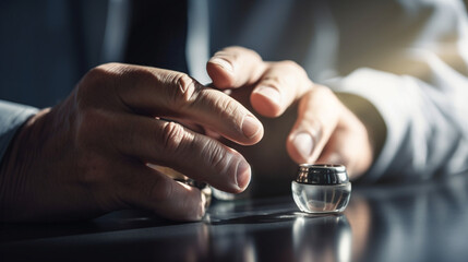 businessman holding a glass