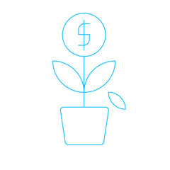Profit icon with black outline style. finance, growth, business, financial, money, increase, success. Vector illustration