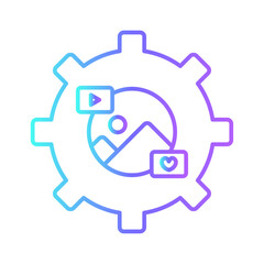 Obraz premium Content management icon with black outline style. technology, online, smartphone, phone, woman, video, internet. Vector illustration