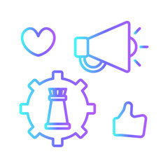 Marketing startegy marketing icon with black outline style. marketing, development, like, media, online, pay. Vector Illustration