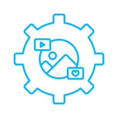Content management icon with black outline style. technology, online, smartphone, phone, woman, video, internet. Vector illustration