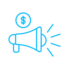 Paid promote marketing icon with black outline style. business, digital, marketing, internet, communication, media. Vector Illustration