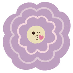 Naklejka premium flower cute face cartoon drawing