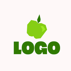 Hand Drawn Green Apple Fruit Logo - Vector
