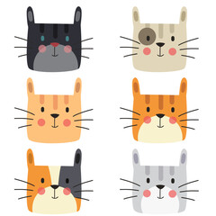 set of cats illustration vector